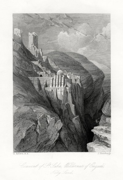 Pyhän Saban luostari, Engadin erämaa, Pyhä maa, 1800-luku. tekijältä J. Horsburgh