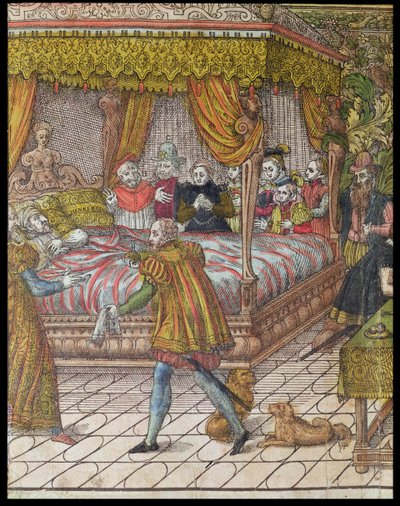 Henrik II:n (1519-59) kuolema 10. heinäkuuta 1559 (yksityiskohta kuvasta 181524). tekijältä J. J. and Tortorel, J. Perrissin