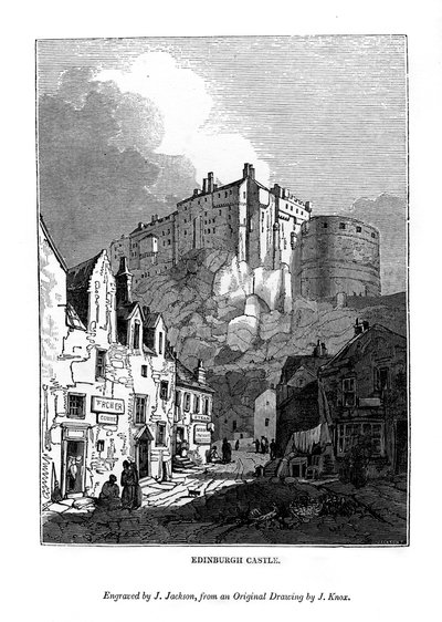 Edinburghin linna, c1535-1570 1843 tekijältä J. Jackson