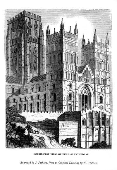 Luoteisnäkymä Durhamin katedraalista, 1843 tekijältä J. Jackson