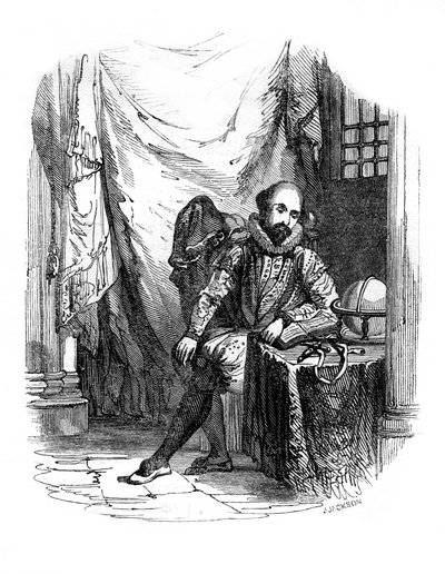 Sir Walter Raleigh Lontoon Towerissa, 1603-1616 1836. tekijältä J. Jackson