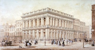 Näkymä Army and Navy Clubille Pall Mallissa, Westminster, Lontoo, c1853 tekijältä J Marchant