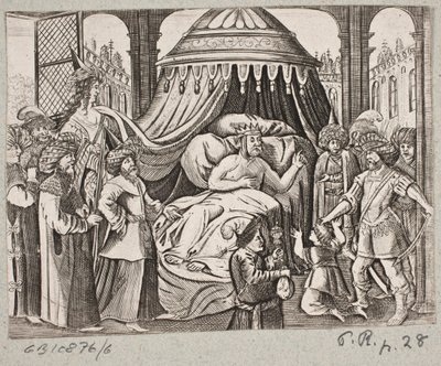 Kuvitus Adam Oleariukselle, "Persialainen Rosenthal, nerokas runoilija Schich Saadi […]", Schleswig 1660 tekijältä J. Muller