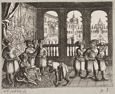 Kuvitus Adam Oleariukselle, "Persialainen Rosenthal, nerokas runoilija Schich Saadi […]", Schleswig 1660 tekijältä J. Muller