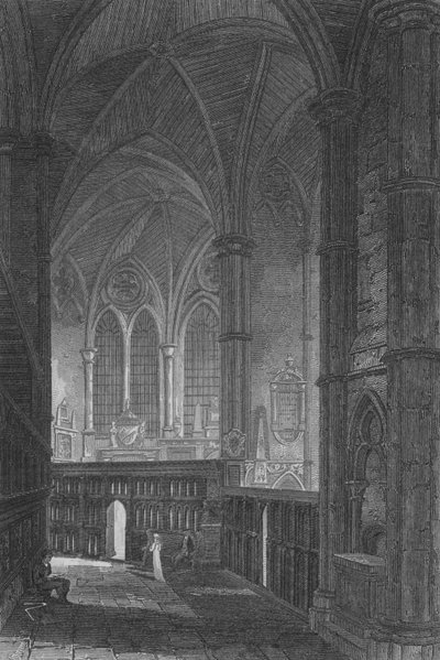 Sisäänkäynti South Aisleen, Westminster Abbey (kaiverrus) tekijältä John Preston Neale