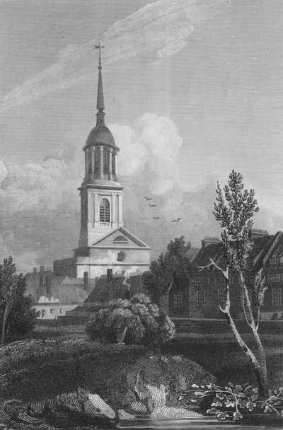 Shoreditchin kirkko (kaiverrus) tekijältä John Preston Neale