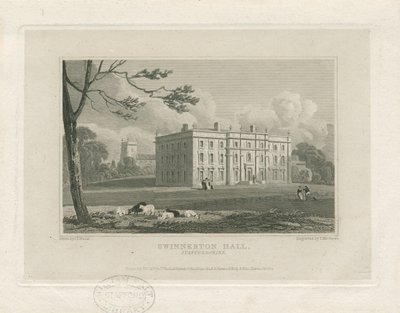 Swynnerton Hall: kaiverrus, nd [c 1821] (painettu) tekijältä John Preston Neale