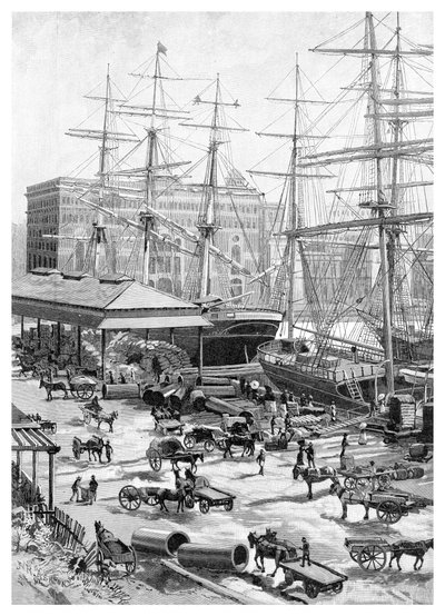 Shipping, Circular Quay, Sydney, Uusi Etelä-Wales, Australia, 1886. tekijältä J. R. Ashton