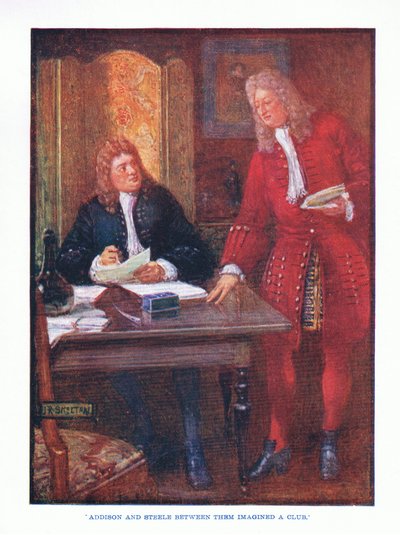 Addison ja Steele kuvittelivat keskenään klubin, englantilaisen kirjallisuuden pub. T C & EC Jack, n. 1920 tekijältä J. R. Skelton