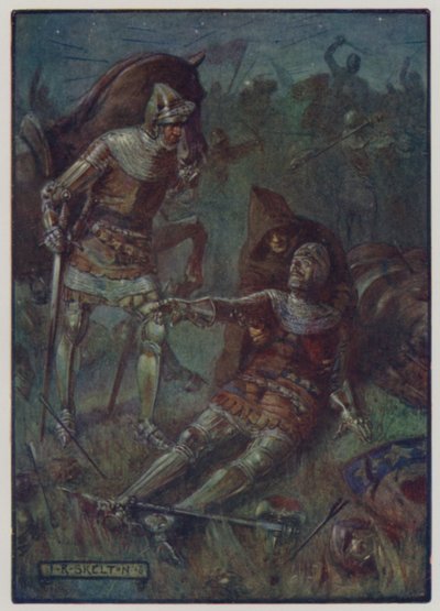 James, Douglasin toinen jaarli, taisteli englantilaisia vastaan Otterburnin taistelussa, 1388 tekijältä J. R. Skelton
