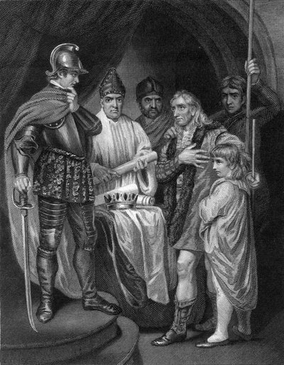 Balliol luovuttaa kruununsa Englannin Edward I:lle, 1296. tekijältä J. Rogers