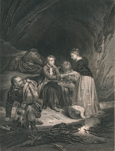 Chas. Edward The Pretender ja Flora Macdonald, 1800-luvun puoliväli. tekijältä J. Rogers