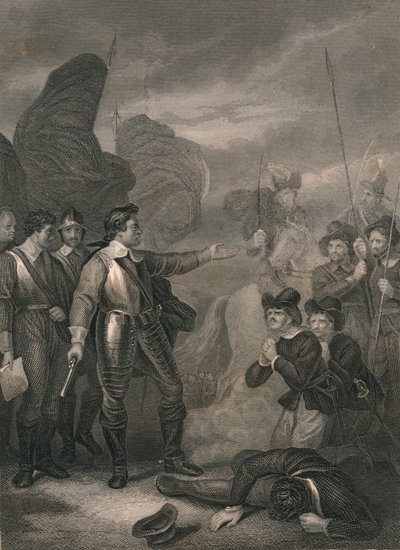 Cromwell tukahduttaa kapinan armeijassa, 1640-luku, 1800-luvun puoliväli. tekijältä J. Rogers
