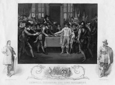Oliver Cromwell 1599-1654 hajottaa pitkän parlamentin 1800-luvulla. tekijältä J. Rogers