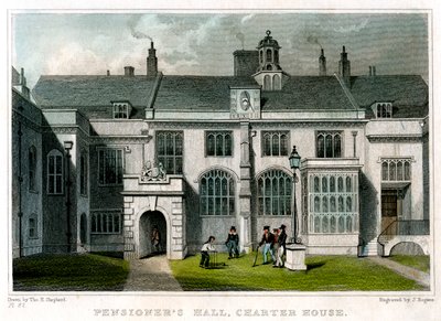 Pensioners Hall, Charterhouse, Lontoo, 1830. tekijältä J. Rogers