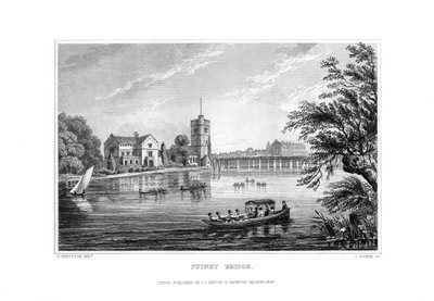 Putney Bridge, Lontoo, 1829. tekijältä J. Rogers