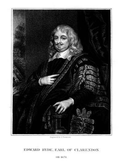 Edward Hyde, Clarendonin ensimmäinen jaarli, englantilainen historioitsija ja valtiomies, 1824. tekijältä J. Thomson
