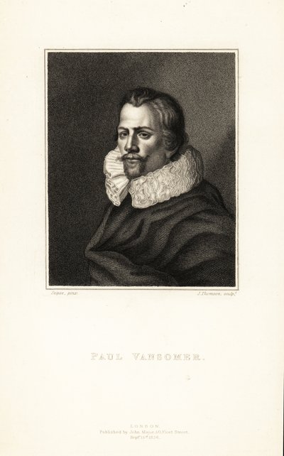 Paul van Somerin muotokuva, flaamilainen taiteilija ja Englannin kuninkaan James I:n hovimaalari, noin 1577-1621 tekijältä J. Thomson
