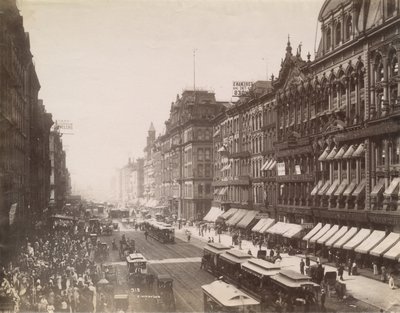 Näkymä State Streetille pohjoiseen Madison Streetiltä, Chicagossa, 1890 tekijältä J. W. Taylor