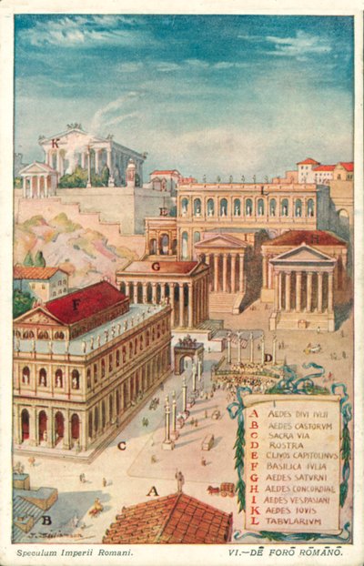 Forum Romanum, antiikin Rooma (väri litho) tekijältä J. Williamson