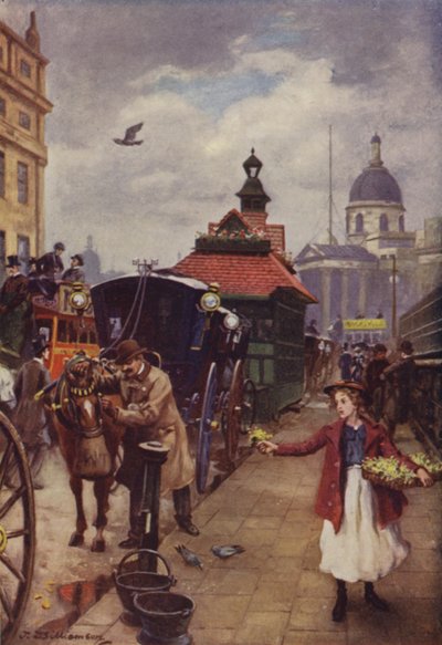 Taksimies ja hänen hevosensa (väri litho) tekijältä J. Williamson