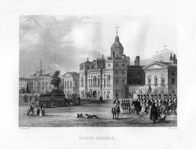 Horse Guards, Lontoo, 1800-luku. tekijältä J. Woods