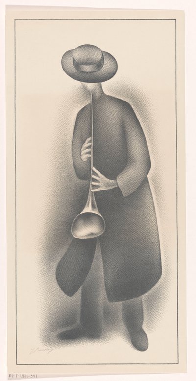 Katumuusikko puhallinsoittimella tekijältä Jacob Bendien (signed by artist)