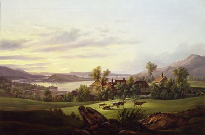 Näkymä Bergenin yli Haukelandista (öljy kankaalle) tekijältä Jacob Calmeyer