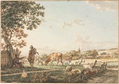 Pastoraalinen maisema kylän kanssa, 1799. tekijältä Jacob Cats
