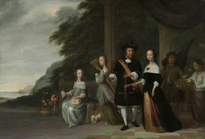 Pieter Cnoll, Cornelia van Nijenrode, heidän tyttärensä ja kaksi orjuttua palvelijaa Pieter Cnoll ja Cornelia van Nijenrode, heidän kaksi tytärtään Catharina ja Hester, orjuutettu Surapati ja orjuutettu nainen tekijältä Jacob Coeman