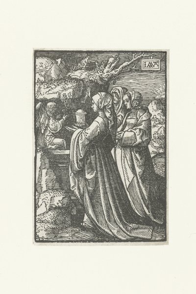Kolme Mariaa tyhjällä haudalla The Little Passion (sarjan nimi) tekijältä Jacob Cornelisz van Oostsanen
