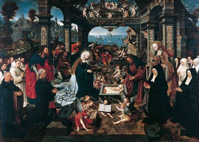 Cornelisz van Oostsanen, Jacob (Jacob Cornelisz van Amsterdam) Kristuksen syntymä (n. 1470-1533). öljy puulle tekijältä Jacob Cornelisz van Oostsanen