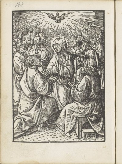Pyhän Hengen vuodattaminen The Little Passion (sarjan nimi) tekijältä Jacob Cornelisz van Oostsanen