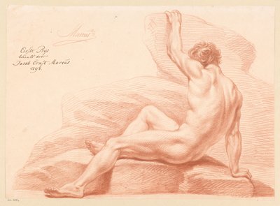 Istuva alaston mies, sivukuva (1. palkinto 1798) tekijältä Jacob Ernst Marcus