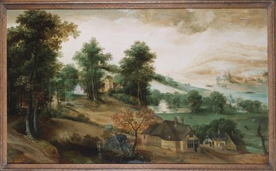 Laaja maisema mökeillä etualalla, 1561 tekijältä Jacob Grimmer