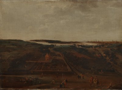 Näkymä Kieliin Scheldtin rannalla ja Antwerpeniin sen takana. tekijältä Jacob Grimmer