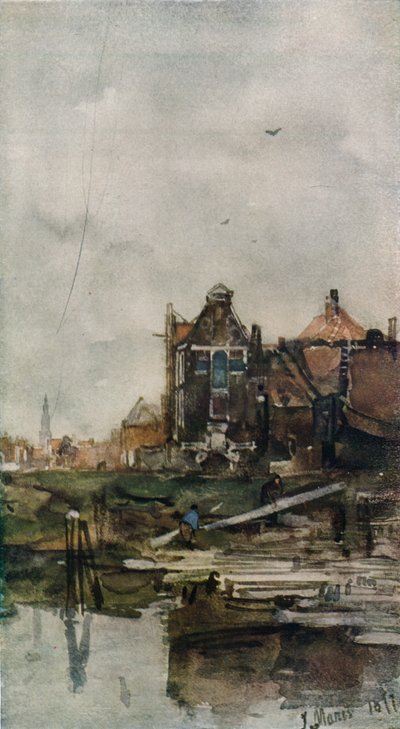"Vanhat talot, Amsterdam", 1870 tekijältä Jacob Henricus Maris