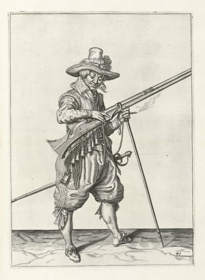 Muskettisoturi vartiossa, n. 1600 tekijältä Jacob II de Gheyn
