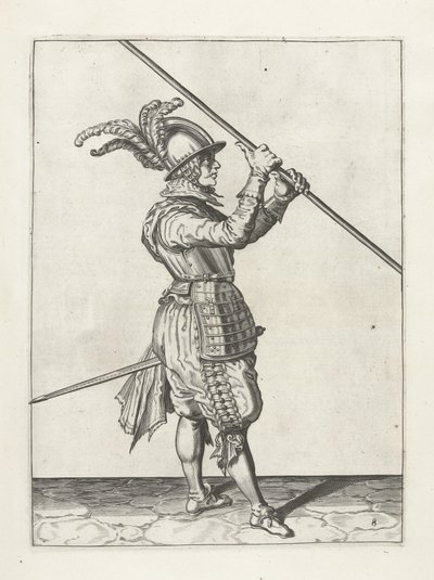 Sotilas keihällä, n. 1600 tekijältä Jacob II de Gheyn