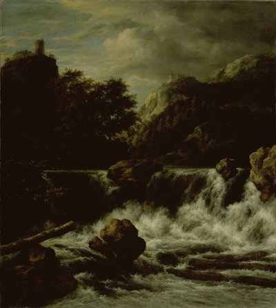 Vuoristoinen maisema vesiputouksella tekijältä Jacob van Ruisdael
