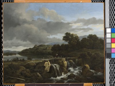 Maisema kaskadilla (öljy kankaalle) tekijältä Jacob van Ruisdael