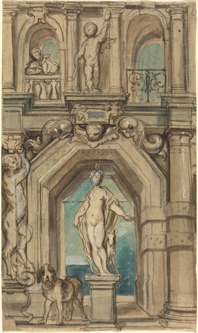 Suunnittelu seinäkoristeeseen [recto] tekijältä Jacob Jordaens