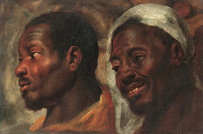Kahden afrikkalaisen miehen päätutkimukset (öljy kankaalle) tekijältä Jacob Jordaens