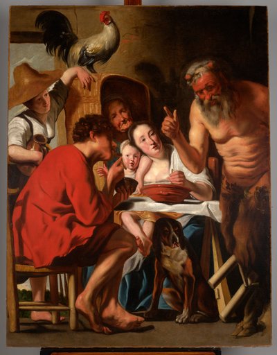 Satyr vieraana talonpoikien luona tekijältä Jacob Jordaens