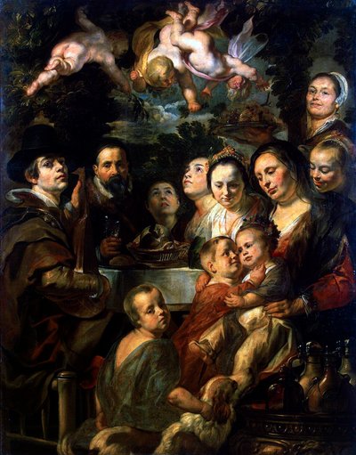 Omakuva vanhempien, veljien ja sisarten kanssa, c1615. tekijältä Jacob Jordaens