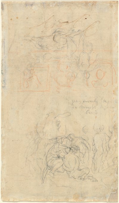 Tutkimuslehti humalaisen Panin ja nymfien kanssa [verso] tekijältä Jacob Jordaens
