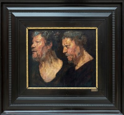 Studii ale capului lui Abraham Grapheus, c.1620-1621 (ulei pe hârtie, montat pe panou) finlandez tekijältä Jacob Jordaens