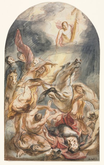 Saulin kääntymys Kristuksen ja ristin kanssa tekijältä Jacob Jordaens
