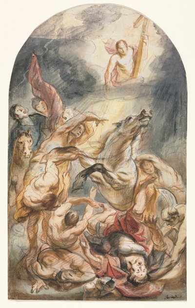 Saulin kääntymys Kristuksen ja ristin kanssa, n. 1645-1647. tekijältä Jacob Jordaens