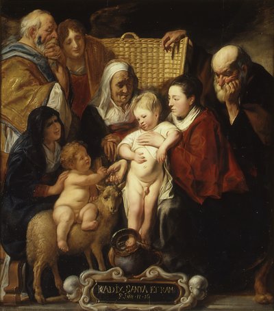 Pyhä perhe Pyhän Annan ja nuoren kastajan ja hänen vanhempiensa kanssa 1620-luvun alussa ja 1650-luvulla. tekijältä Jacob Jordaens